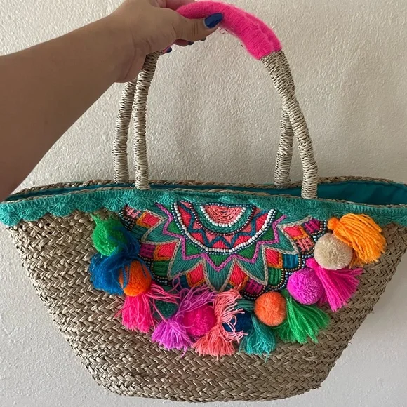 Colorful straw bag